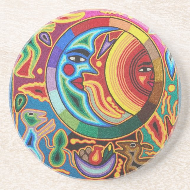 Sun et dessous de verre mexicains d'art de ficelle (Devant)