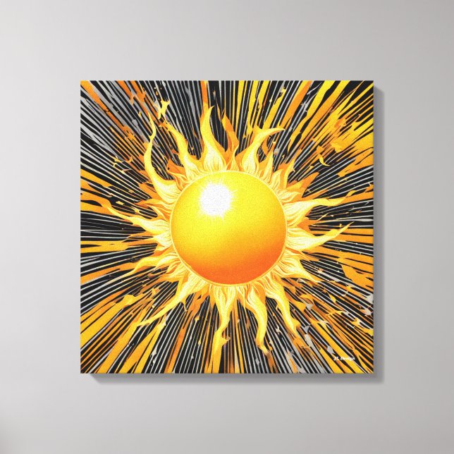 Sun Explosion - Drawn in anime style Canvas Print (Front)