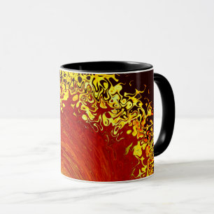 Sun explosion yellow orange brown abstract pattern mug
