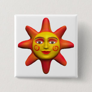 Sun face 2 inch square button
