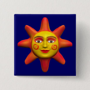 Sun face 2 inch square button