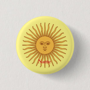 Sun face Art Illustration Thunder_Cove 1 Inch Round Button