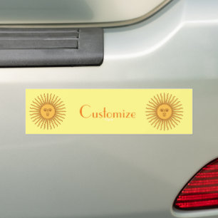 Sun face Art Illustration Thunder_Cove Bumper Sticker
