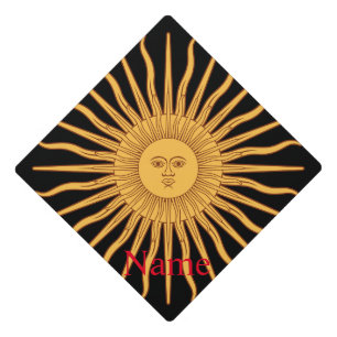 Sun face Art Illustration Thunder_Cove Graduation Cap Topper