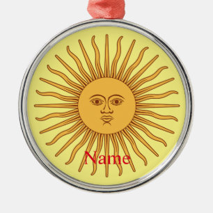 Sun face Art Illustration Thunder_Cove  Metal Ornament