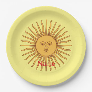 Sun face Art Illustration Thunder_Cove  Paper Plate