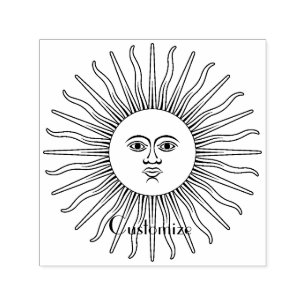 Sun face Art Illustration Thunder_Cove Self-inking Stamp