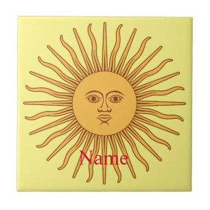 Sun face Art Illustration Thunder_Cove Tile
