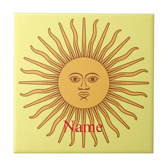 Sun face Art Illustration Thunder_Cove Tile (Front)