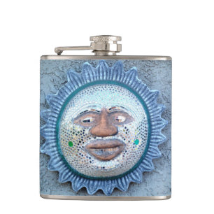 sun face blue flask
