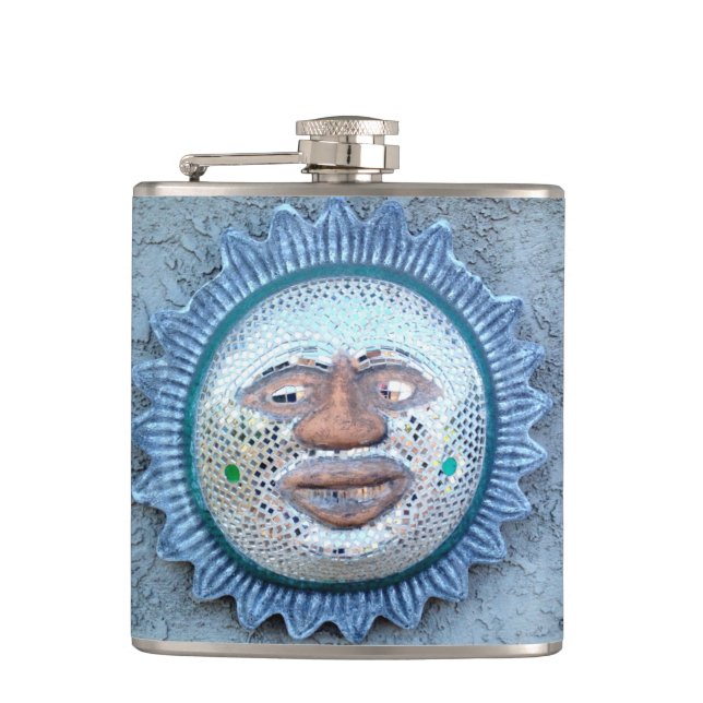 sun face blue flask (Front)