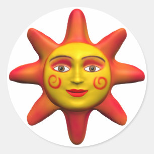 Sun face classic round sticker