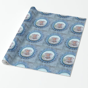 sun face in blue paper