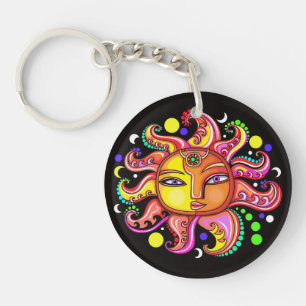 Sun Face Key Chain See Back Also