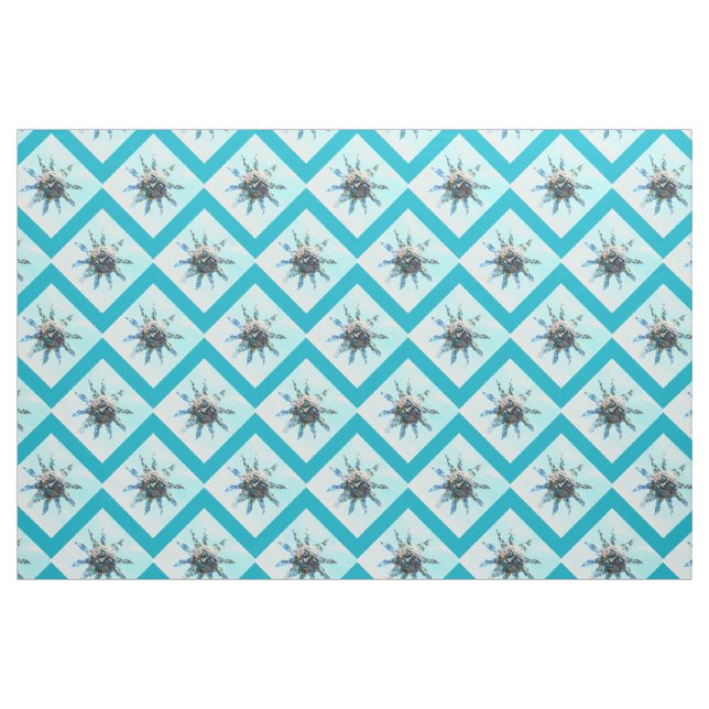 sun-face light blue diamond pattern fabric (Fat Quarter)