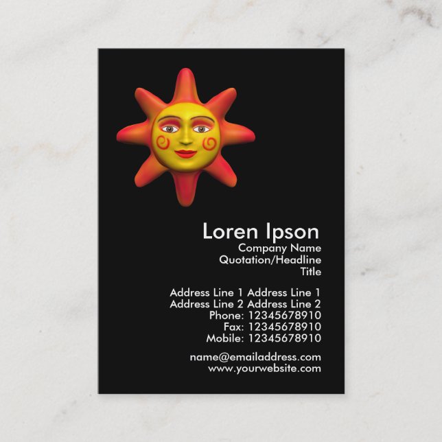 Sun Face Mini Photo Business Card (Front)