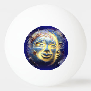 sun face/ moon face ping pong ball