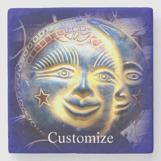 Sun face/  moon face Thunder_Cove Stone Coaster (Front)
