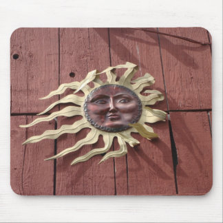 Sun Face on Red Barn Mouse Pad