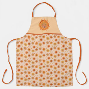 Sun Face Orange Watercolor Illustration Apron