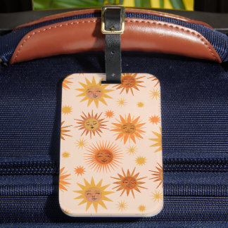 Sun Face Orange Watercolor Illustration Luggage Tag