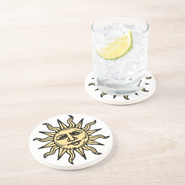 Sun Face Sandstone Coaster (Side)