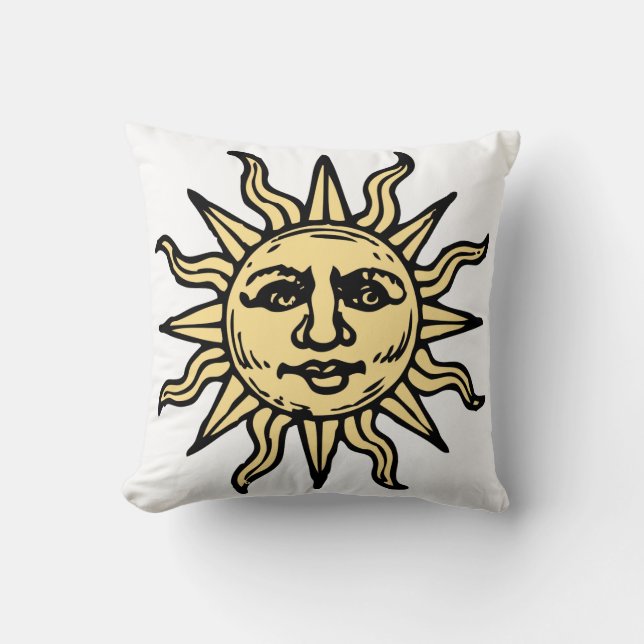 Sun Face Throw Pillow (Front)