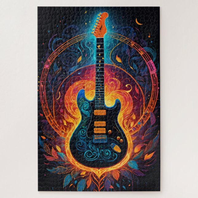 Sun Fire Electric Guitar Jigsaw Puzzle (Vertical)