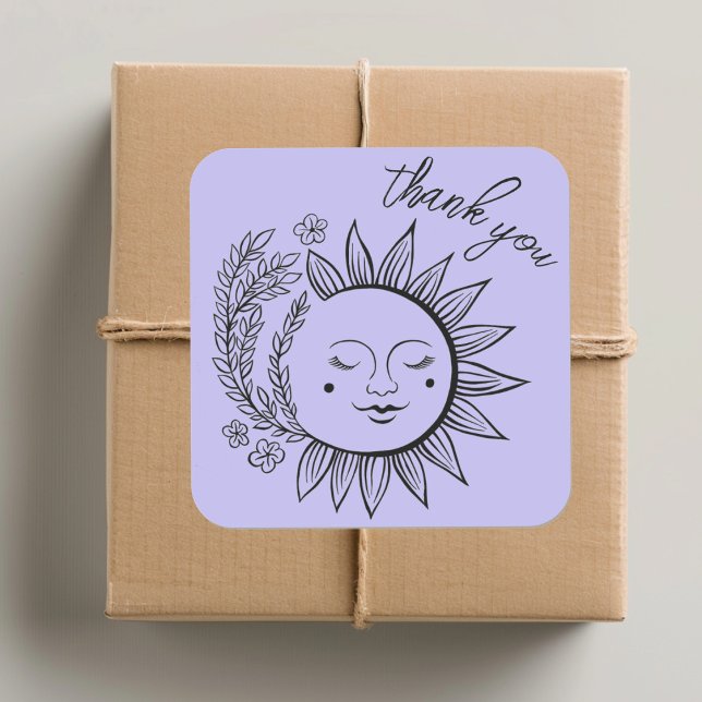 Sun Floral Boho THANK YOU Elegant Chic Pastel Square Sticker (Sun Floral Boho THANK YOU Elegant Chic Pastel Square Sticker
)