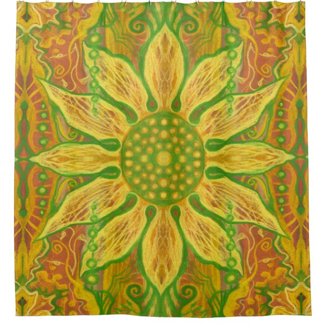 Sun Flower bohemian floral art yellow green orange (Front)