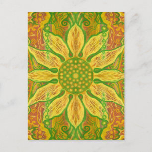 Sun Flower Bohemian Floral Helianthus Sunflower Postcard
