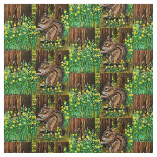 Sun Flower Chipmunk Fabric