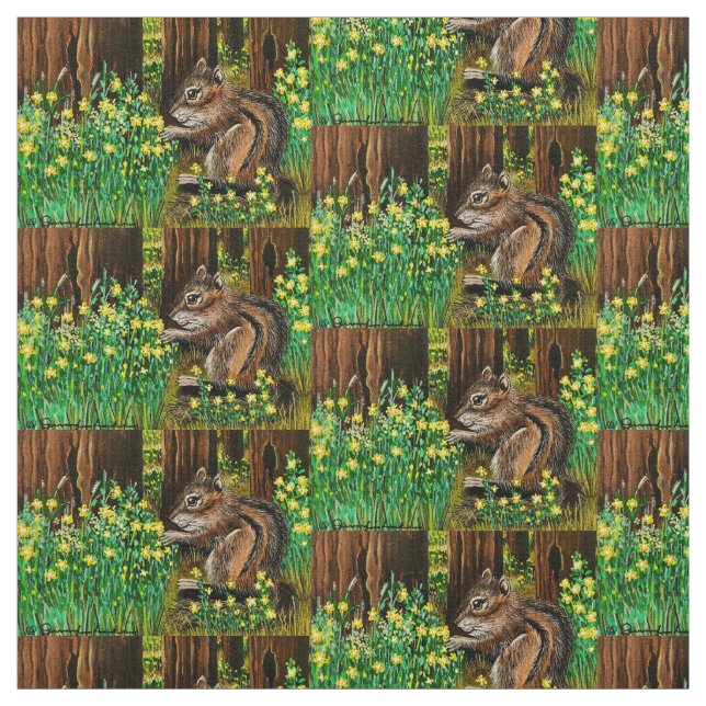 Sun Flower Chipmunk Fabric (Swatch)