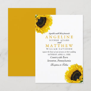 Sun Flower Floral Elegant Watercolor Wedding Invitation
