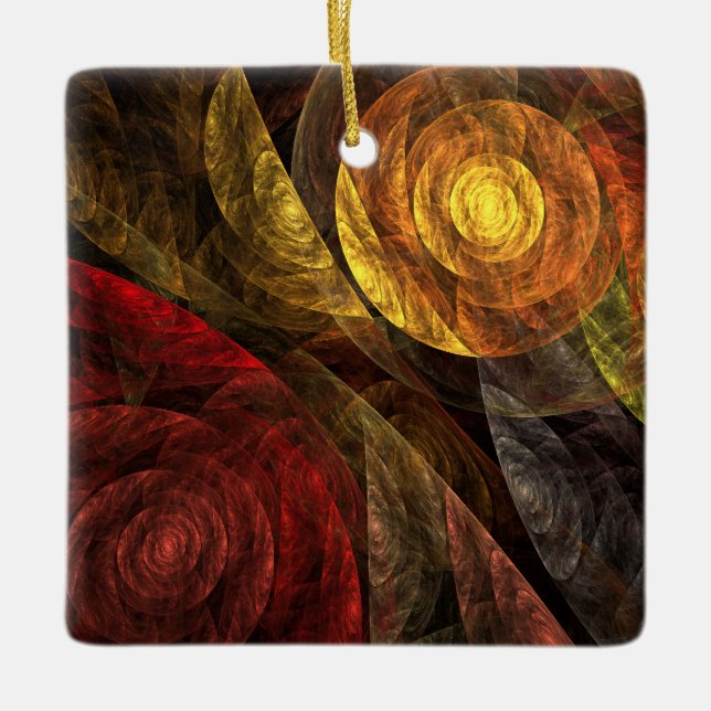Sun Flower Floral Modern Abstract Art Pattern Ceramic Ornament (Front)