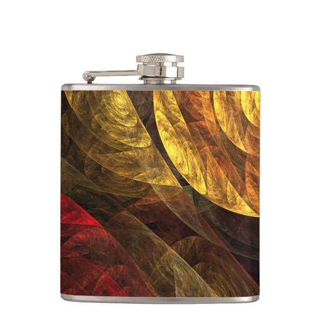 Sun Flower Floral Modern Abstract Art Pattern Hip Flask (Front)