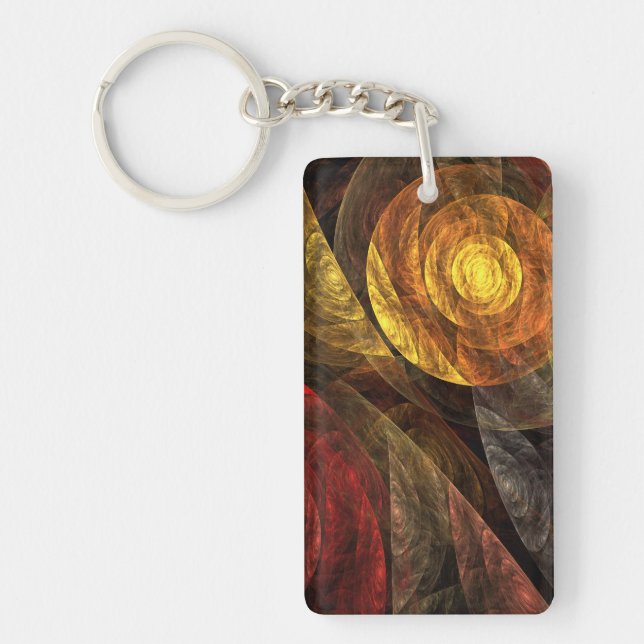 Sun Flower Floral Modern Abstract Art Pattern Keychain (Front)