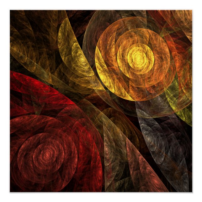 Sun Flower Floral Modern Abstract Art Pattern Poster (Front)