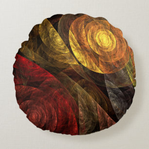 Sun Flower Floral Modern Abstract Art Pattern Round Pillow