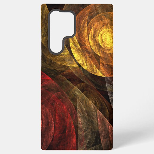 Sun Flower Floral Modern Abstract Art Pattern Samsung Galaxy S22 Ultra Case (Back)