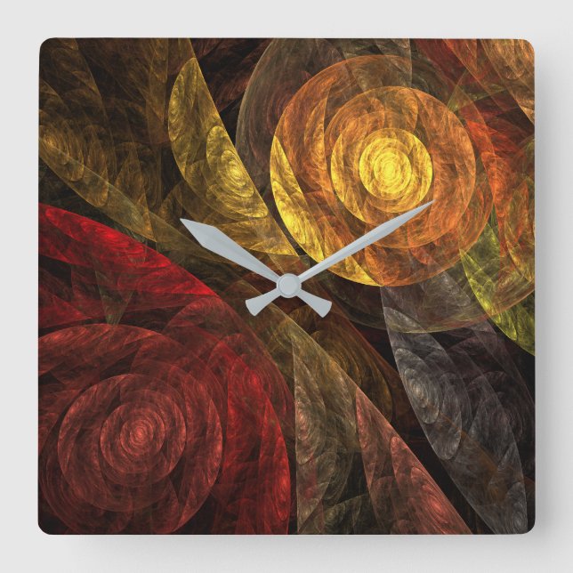 Sun Flower Floral Modern Abstract Art Pattern Square Wall Clock (Front)