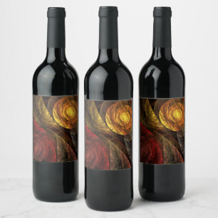 Sun Flower Floral Modern Abstract Art Pattern Wine Label