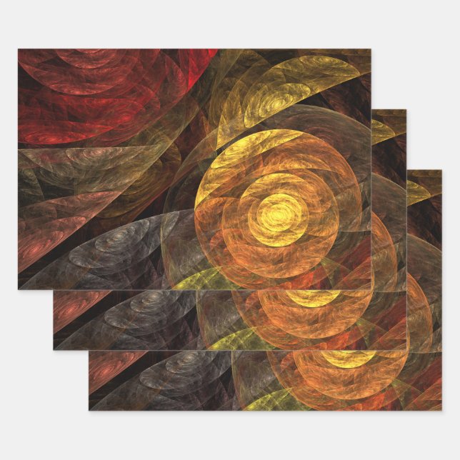 Sun Flower Floral Modern Abstract Art Pattern Wrapping Paper Sheet (Set)