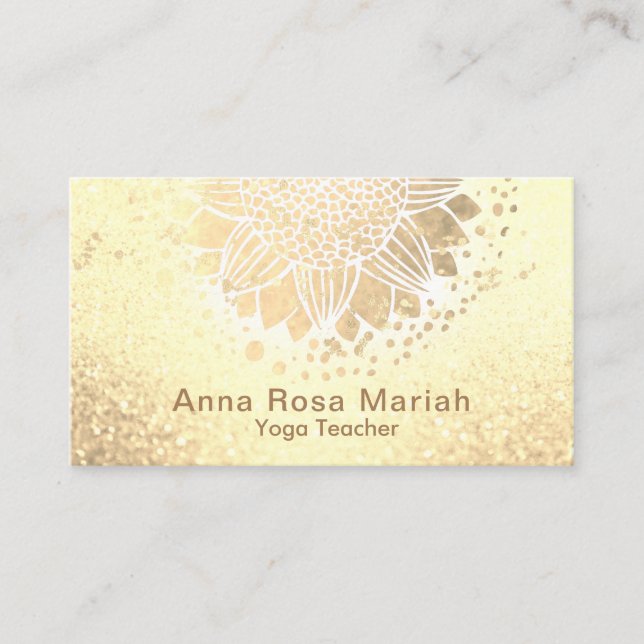 *~* Sun Flower Glitter Mandala Spiritual Yoga Business Card (Front)