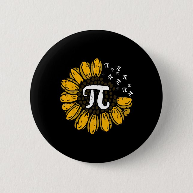 Sun-flower Pi Day Cool Math Symbols Teacher Studen 2 Inch Round Button (Front)