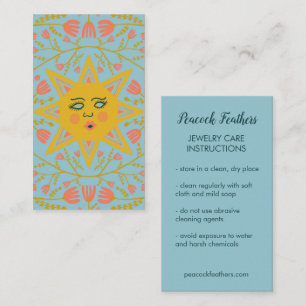 Sun & Flowering Vines Elegant Care Instructions Business Card