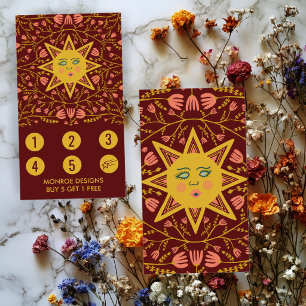 Sun & Flowering Vines Elegant Illustrated Boho 5 Loyalty Card