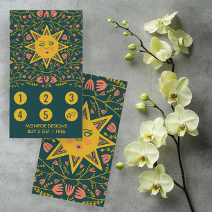 Sun & Flowering Vines Elegant Illustrated Boho 5 Loyalty Card