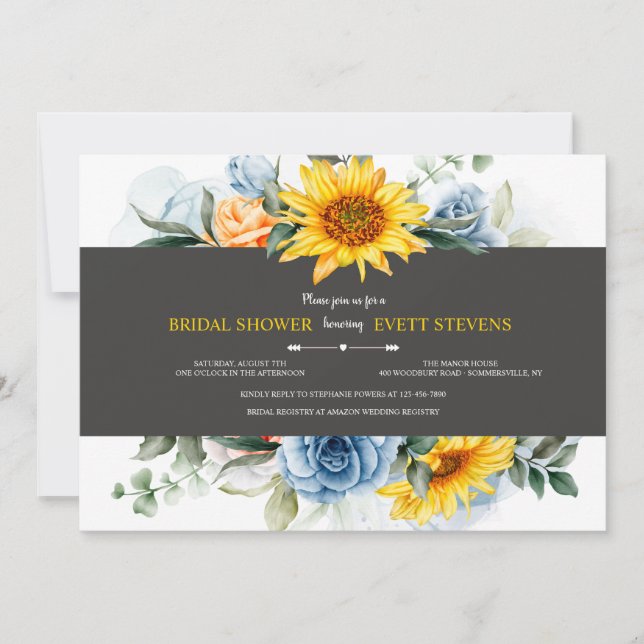 Sun Flowers and Roses Invitation (Front)