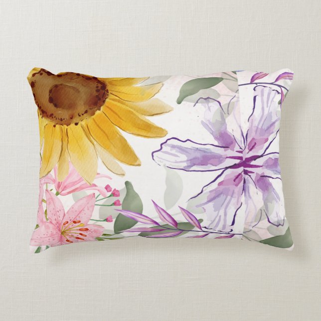 Sun Flowers Mix Design Accent Pillow (Front)